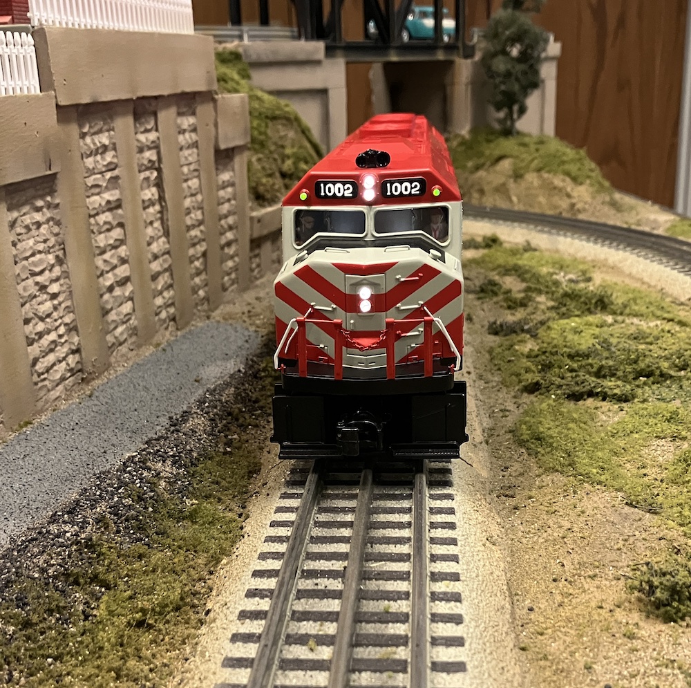 front of model engine on layout