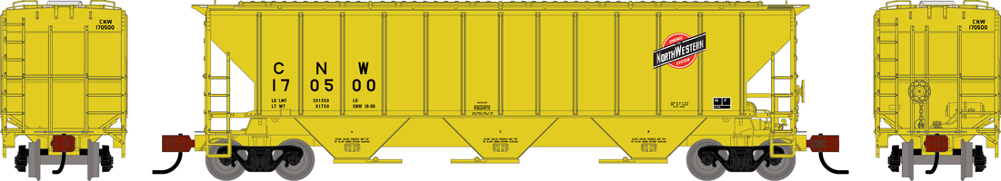 A yellow model freight car