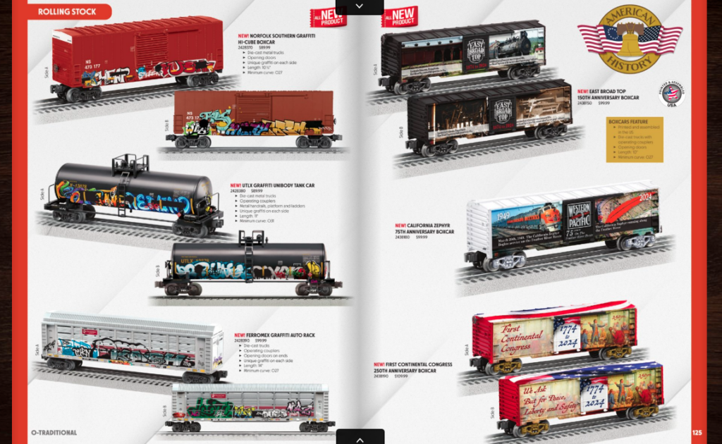 catalog page with freight cars