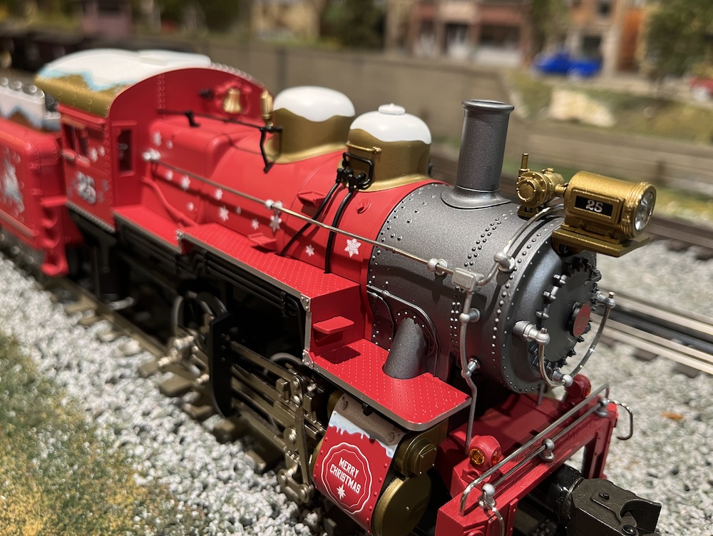 close up of steam locomotive