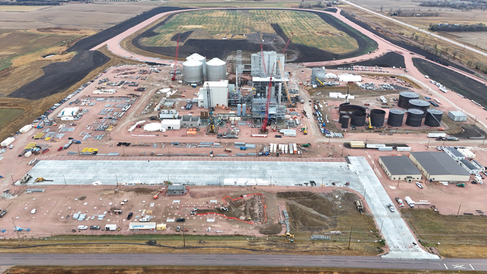 Aerial view of industrial facility under construction