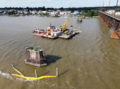 Removal of old bridge piers completed at site of Amtrak’s new Susquehanna River Bridge