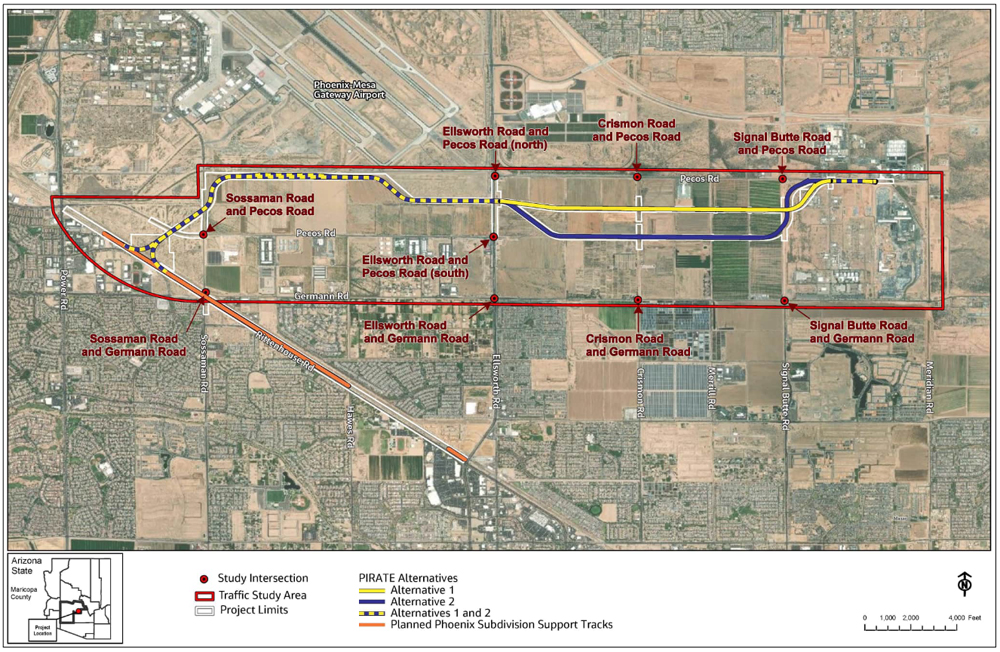 Map of Phoenix-area rail proposal