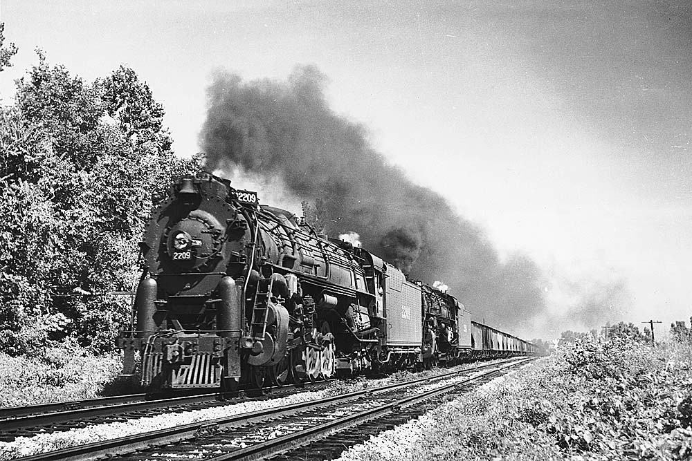 Smoking steam locomotives with train