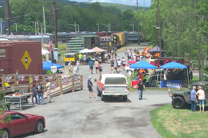 People and equipment at museum site
