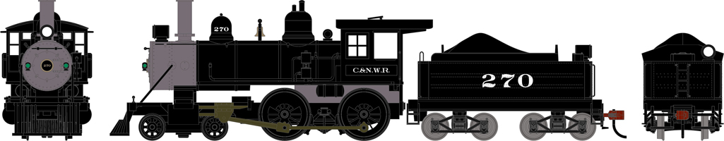 A black model steam locomotive with tender