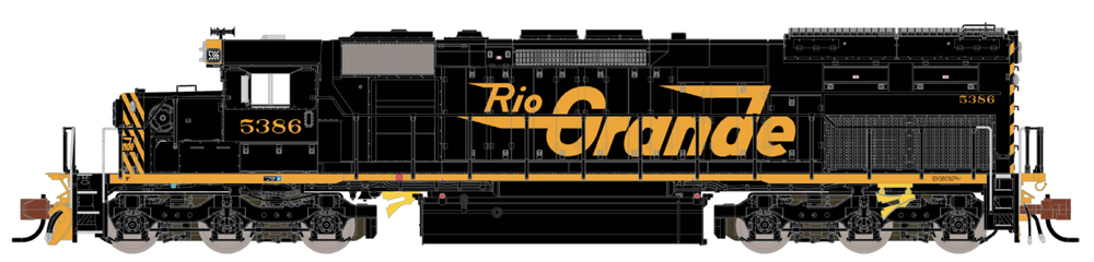 A black and yellow model locomotive