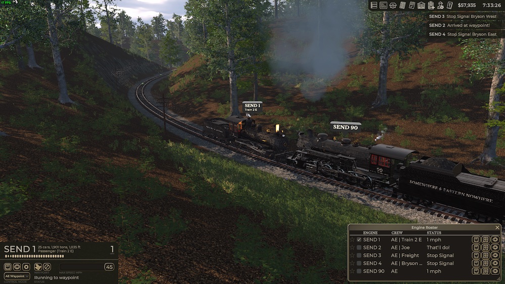 Screenshot from Railroader, a railroad simulator