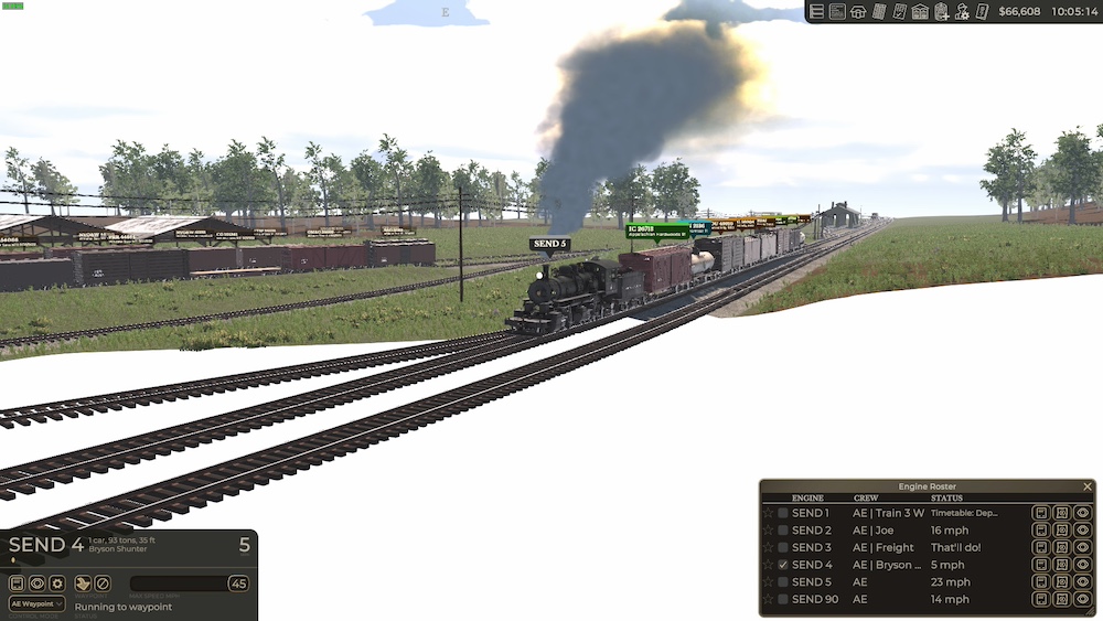 Screenshot from Railroader, a railroad simulator