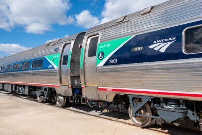 Amtrak adds color coding to railcar paint scheme
