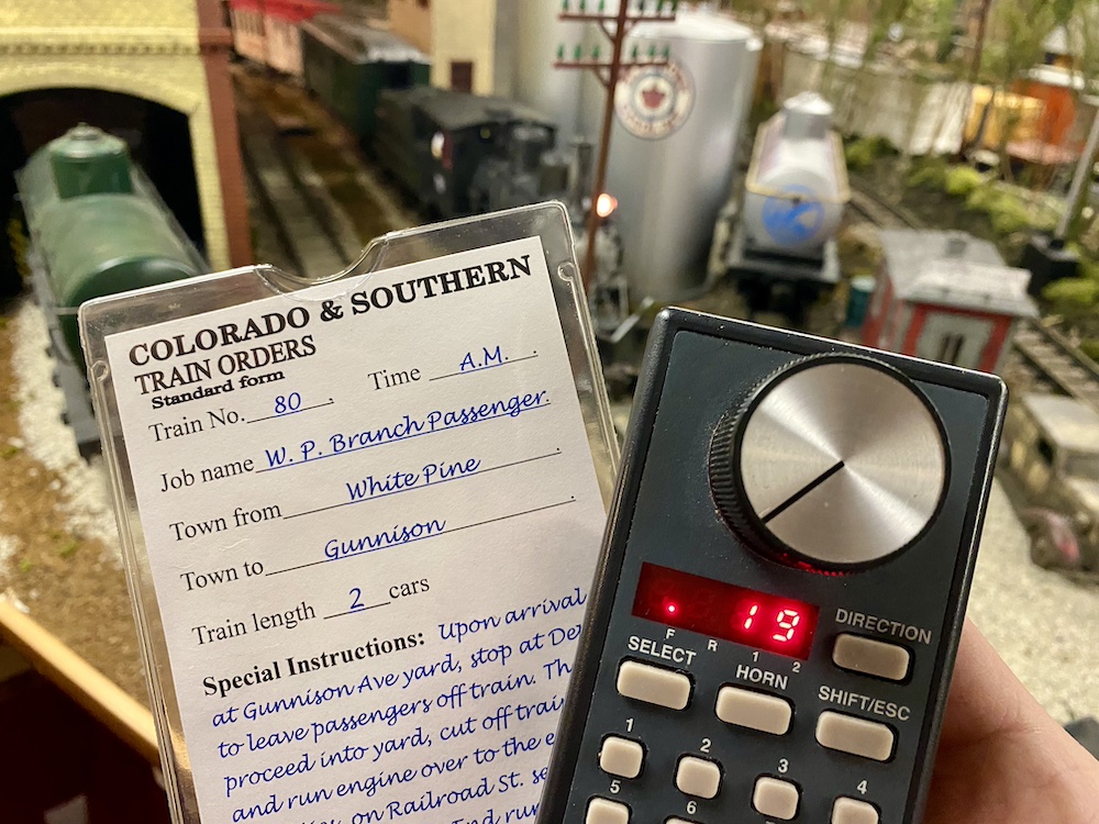 Close-up of switch list and DCC controller