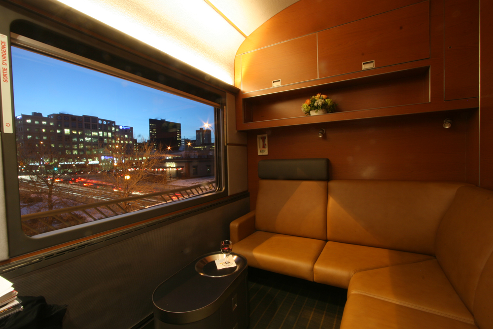Interior of deluxe sleeping car accommodation