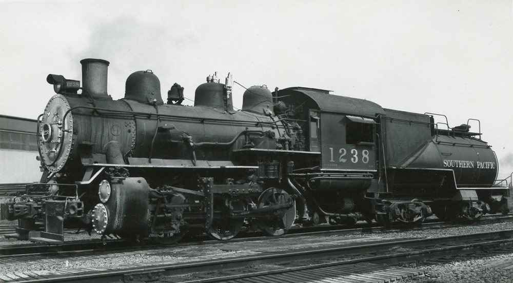 Black and white photo of 0-6-0 steam engine