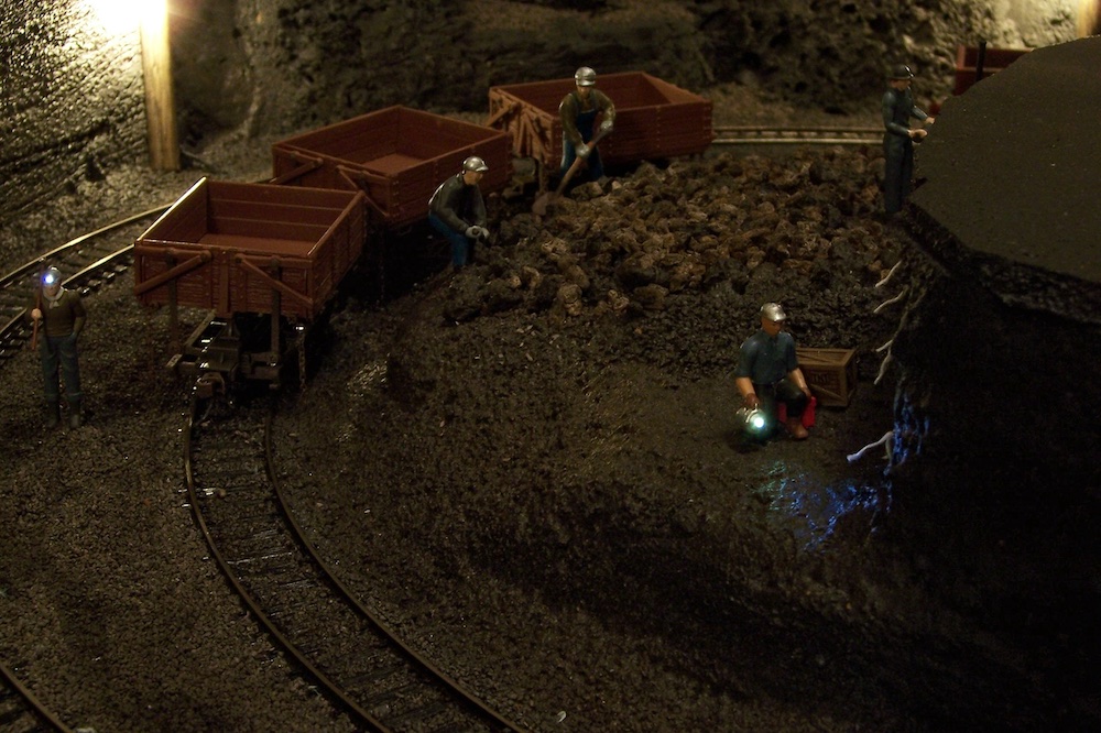 dark scene of model mine