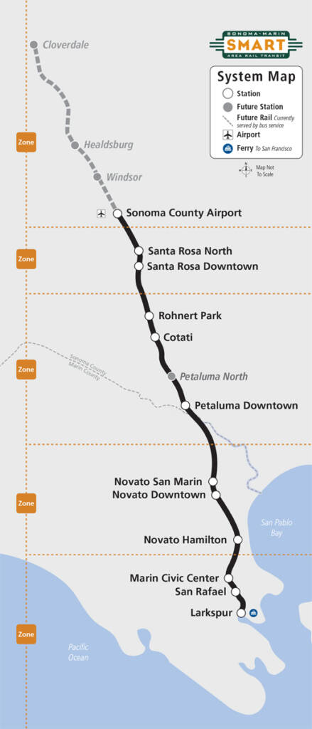 Map of Sonoma-Marin Area Rail Transit