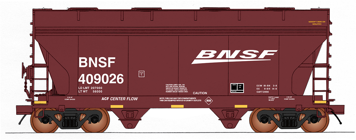 A red model hopper car