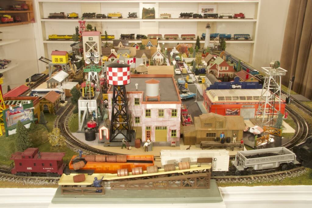 overview of small toy train layout