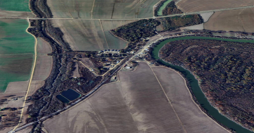 Aerial view of small town