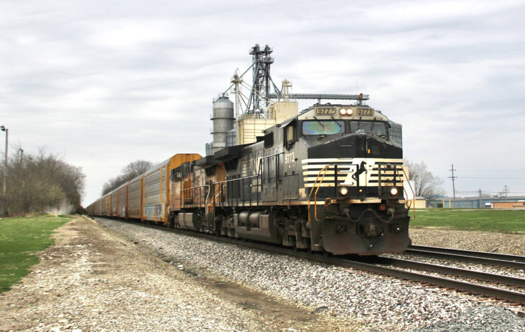 Two locomotives on freight train