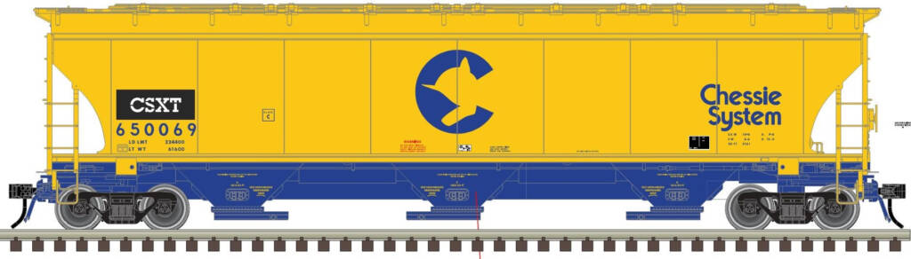 blue and yellow model hopper car