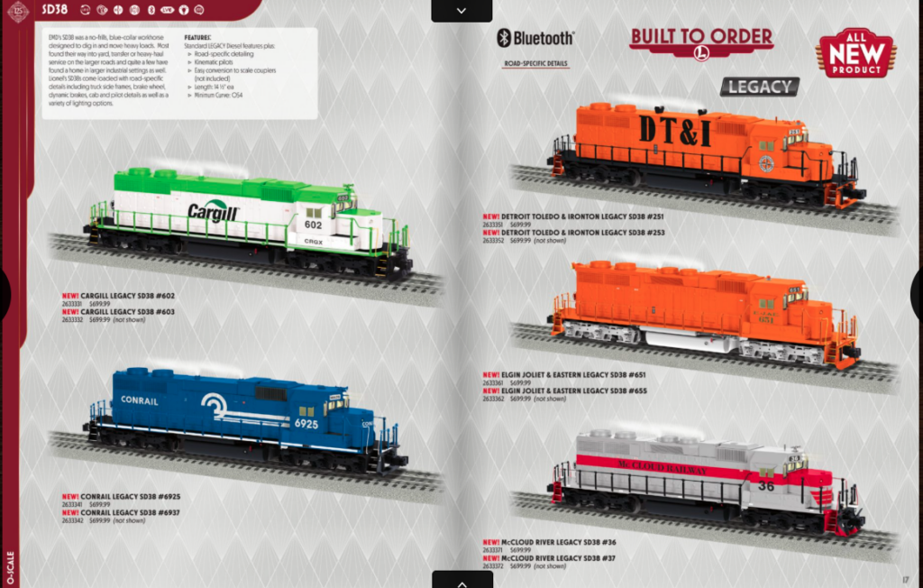 catalog page with diesel locomotives