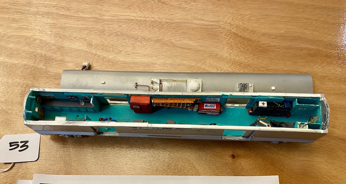 Interior of an HO scale baggage car