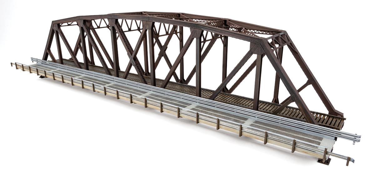 A model rail bridge with a road