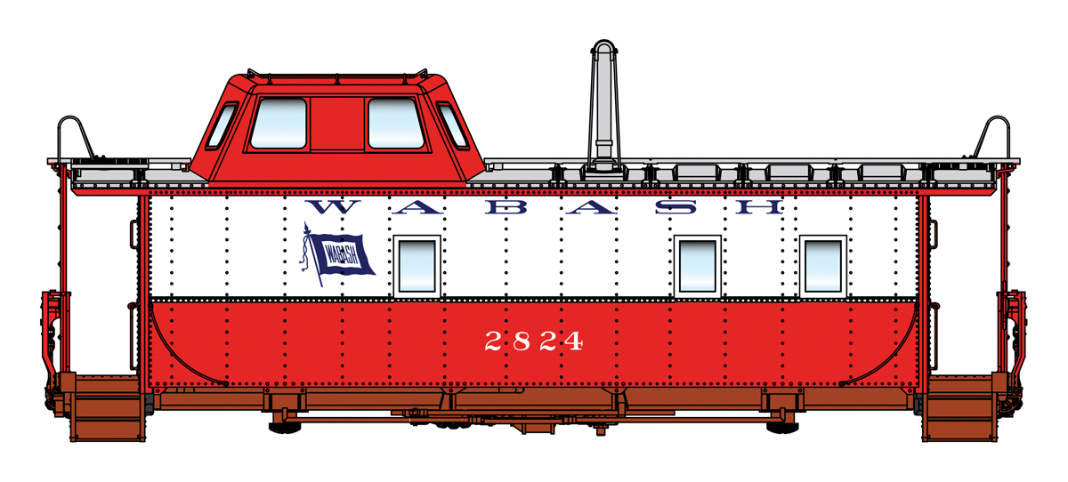 A white and red model caboose