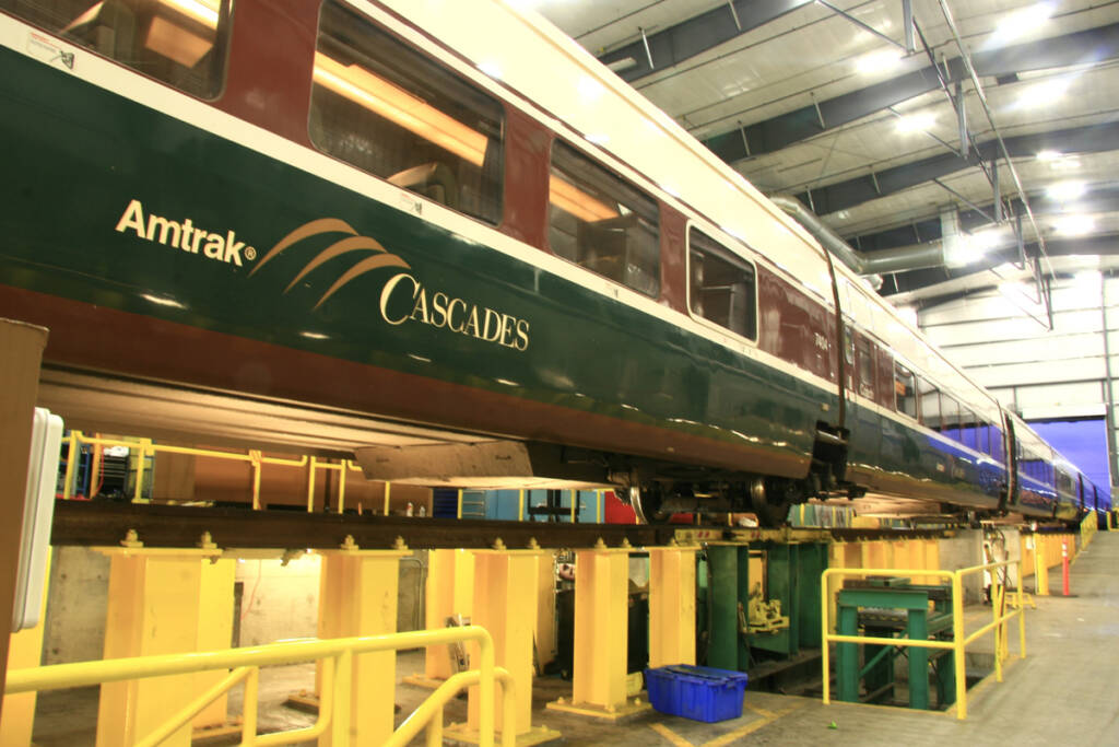 Talgo trainset in shop building
