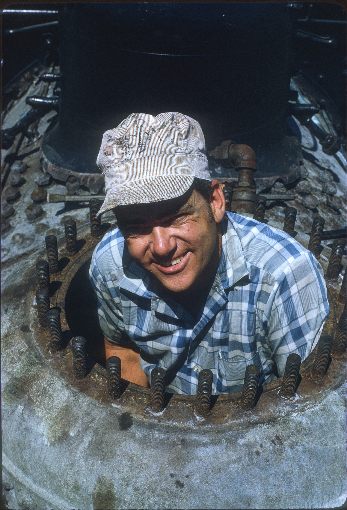Man working in locomotive
