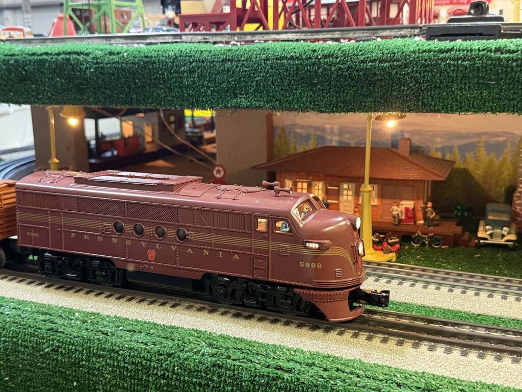 maroon model locomotive on layout; Modify an AC powered layout
