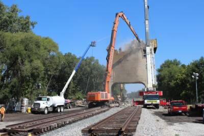 Former Michigan Central coaling tower demolished