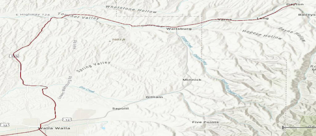 Map of short line in Washington state