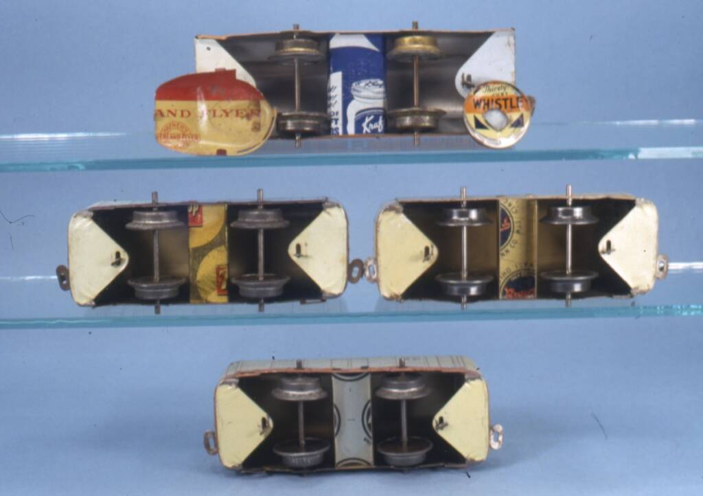 undersides of vintage model trains