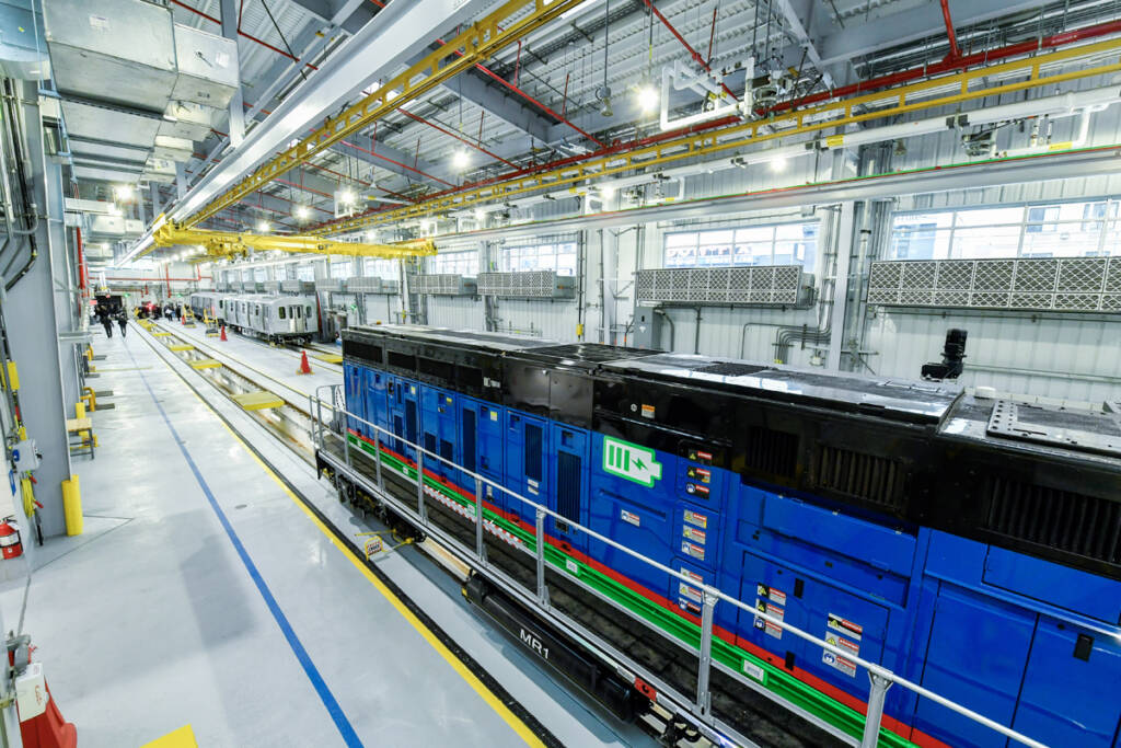 Interior of servicing facility for subway equipment