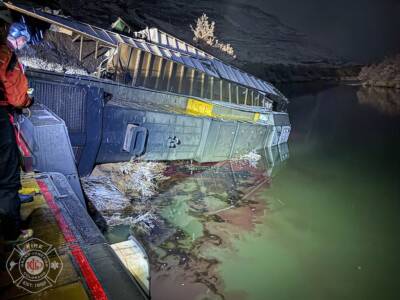 Union Pacific locomotives wind up in river after hitting rockslide in Colorado
