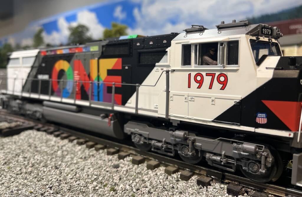 side view of model locomotive