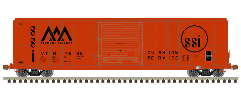 Color illustration of HO scale boxcar with exterior posts painted orange with black graphics on white background.