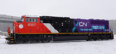 CN locomotive promotes mental health hotline