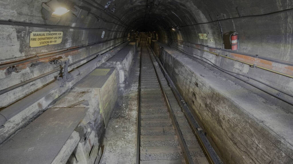 Interior of railroad tunnel