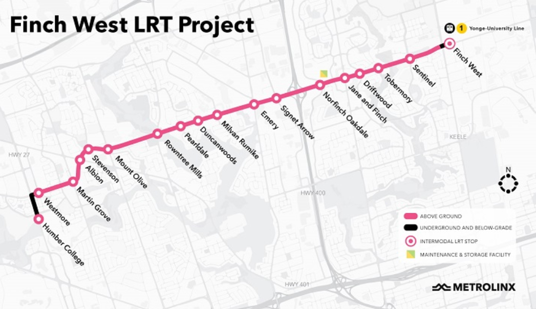 Map of Toronto-area light rail line