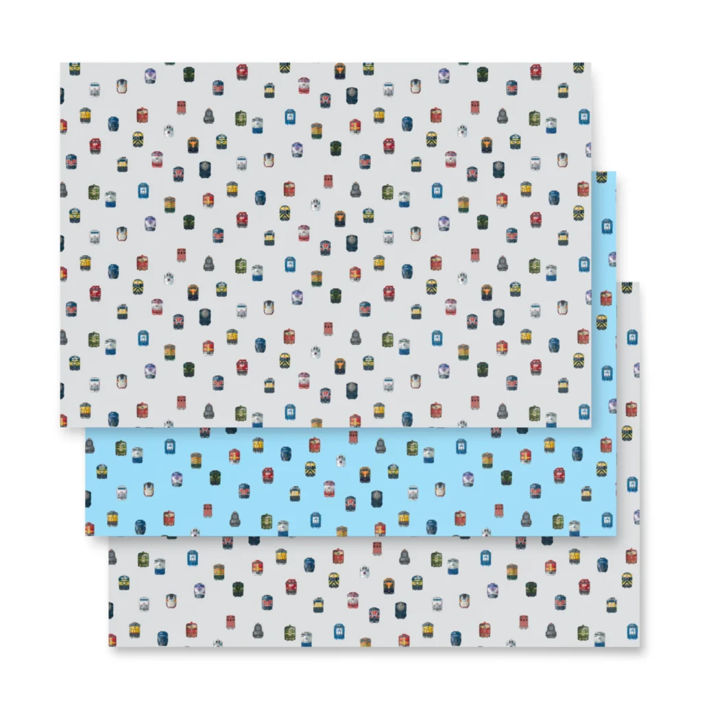 three pieces of wrapping paper