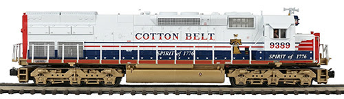 red, white, and blue model locomotivw