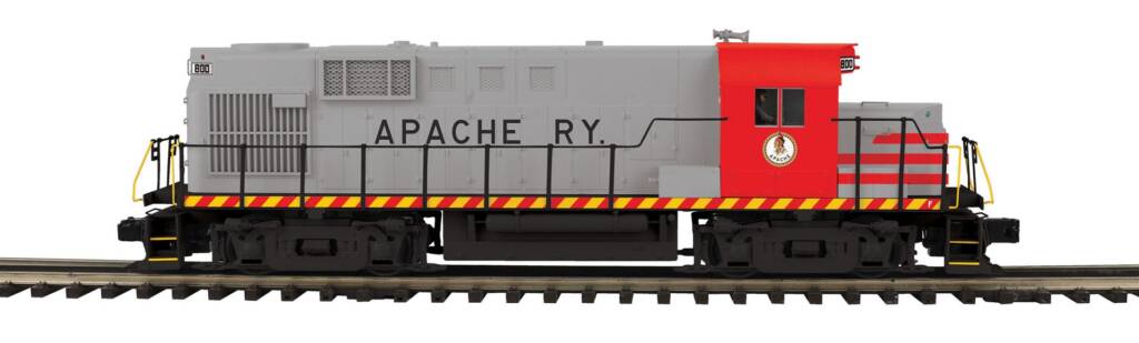 red, gray, and black model locomotive