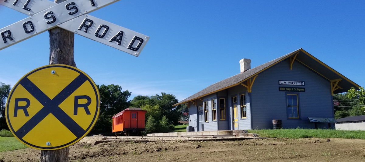 Depot and passenger car on display