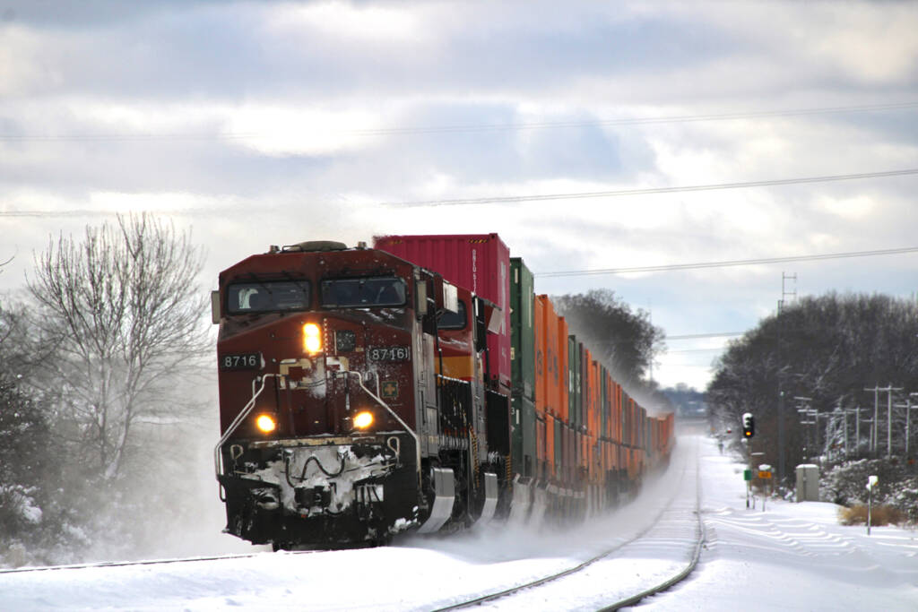 Stack train in snow