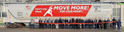 GATX car wrapped to promote heart health message