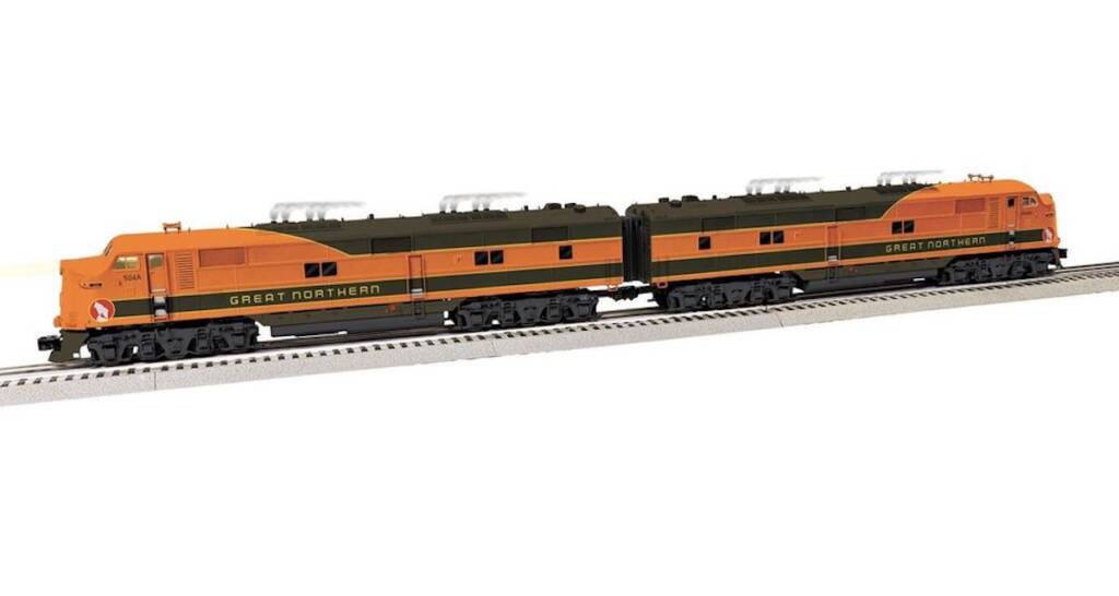 orange and gray model locomotives