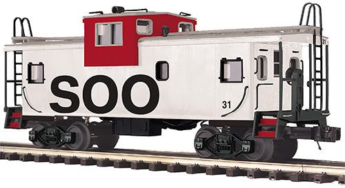red, white, and black model caboose