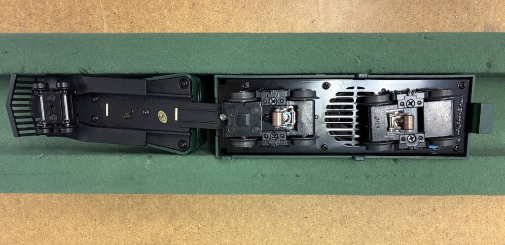 underside of model railbus